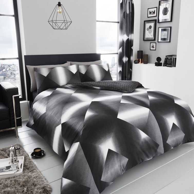 Zipcode Design Peggy Black/Grey Sateen 144 TC Duvet Cover Set & Reviews Wayfair.co.uk